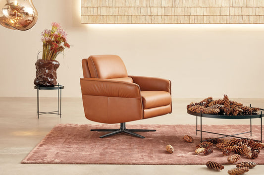 Aura Swivel Chair Leather Cognac